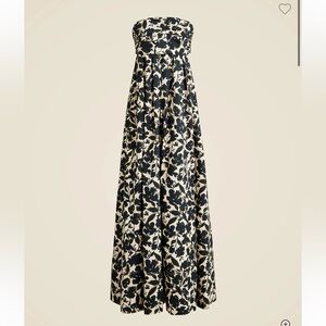 J. Crew Black and Cream Patterned Dress with Bow